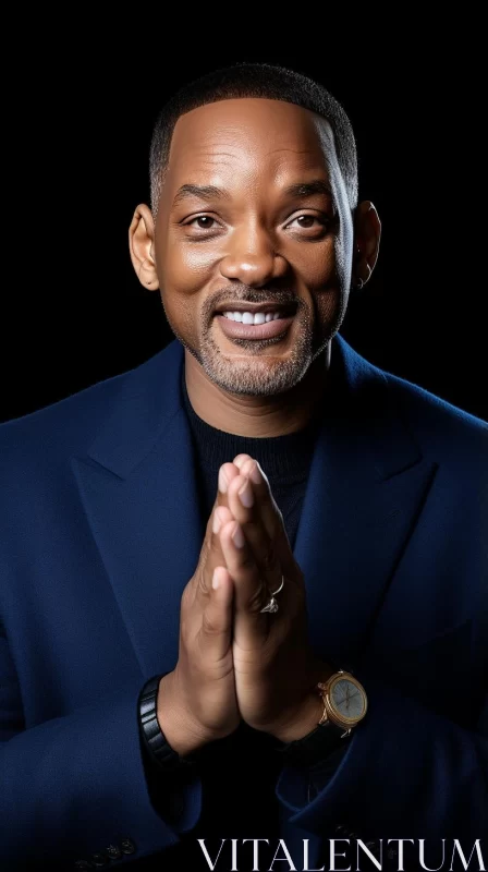 Studio Portrait of Will Smith in a Suit and Tie AI Image