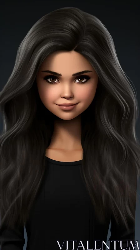3D Model of Selena Gomez - Cartoon-like Character Illustration AI Image