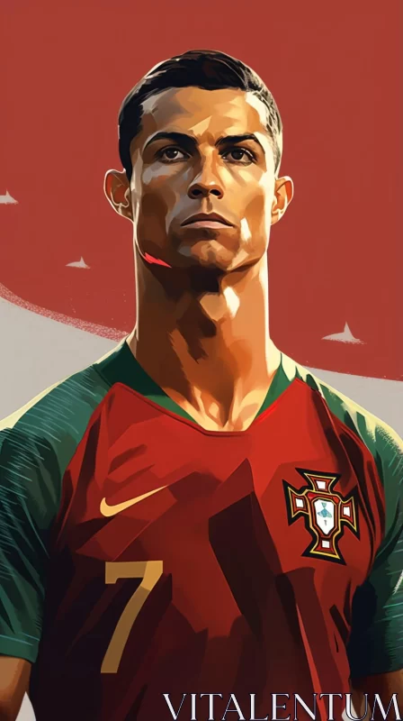 Artistic Illustration of Cristiano Ronaldo in 2D Game Art Style AI Image
