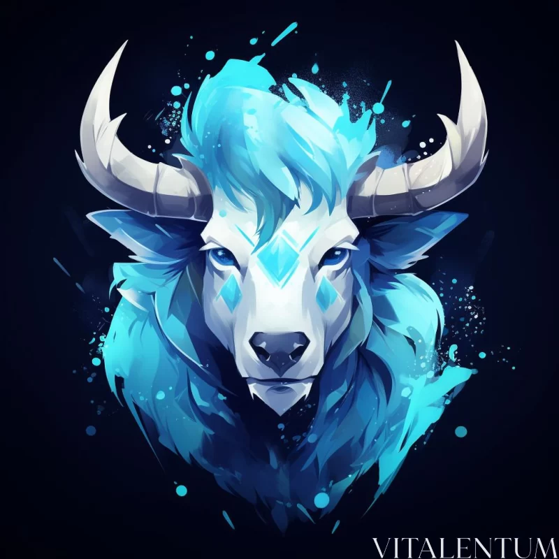 AI ART Blue Bull Fantasy: A Glowwave Inspired Digital Art