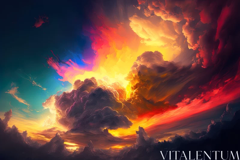 Colorful Abstract Cloud Painting Illustration AI Image