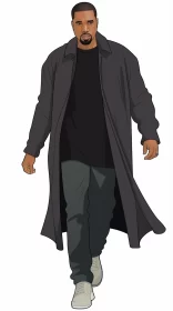 Gothic Dark Intensity Anime Man in Trenchcoat