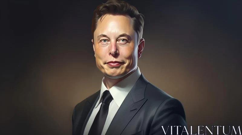 Elon Musk's Captivating Digital Painting Portrait AI Image
