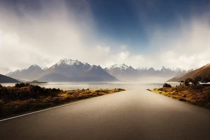 Scenic Sunrise Road in New Zealand: A Majestic Mountainous Panorama