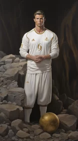 Soccer Player with Golden Ball: A Large-scale Mural AI Image