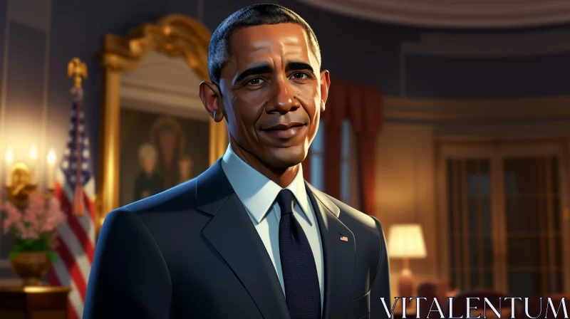 AI ART Whimsical Portrait of President Obama in 2D Game Art Style
