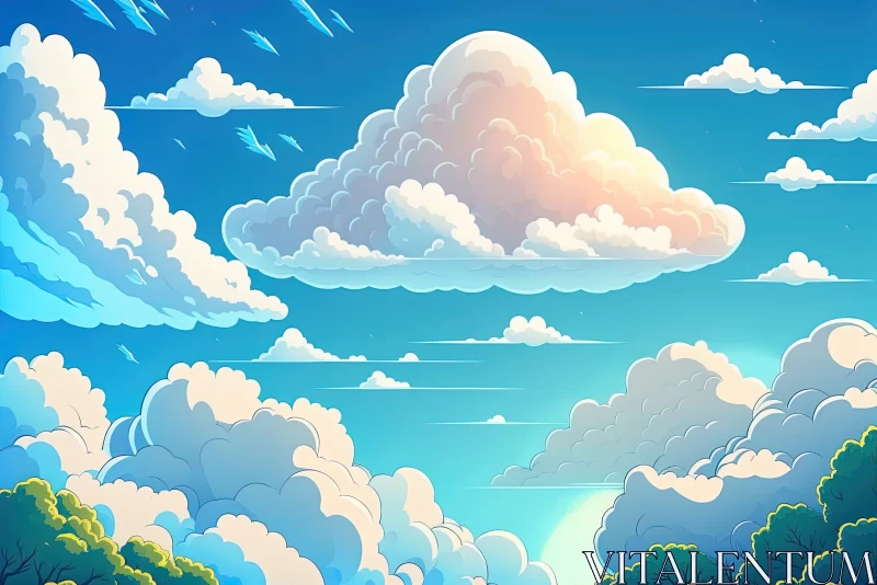 AI ART Cartoonish Sky and Clouds: A Vibrant Fantasy Landscape