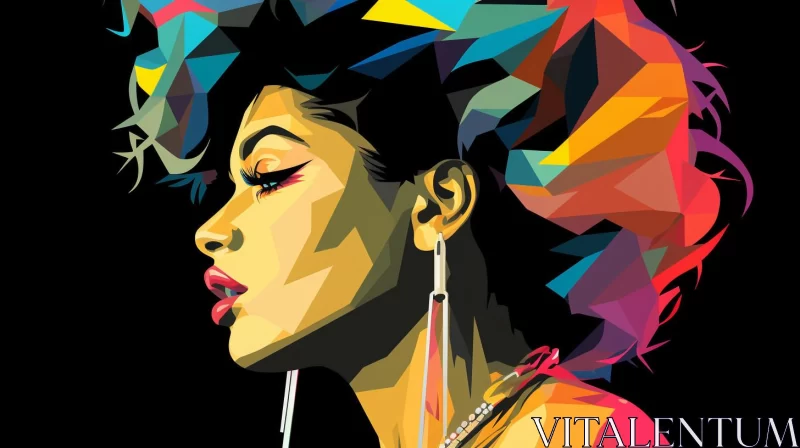 Geometric Abstract Portrait of Woman in Hip-Hop Style AI Image