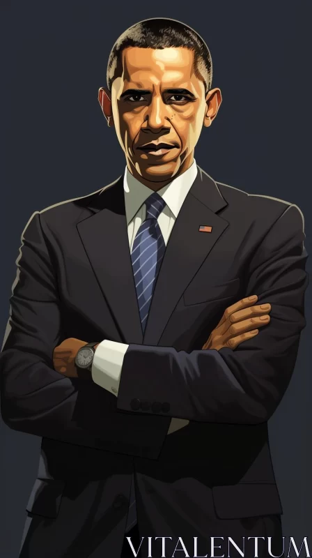 Barack Obama: A Detailed Character Illustration AI Image