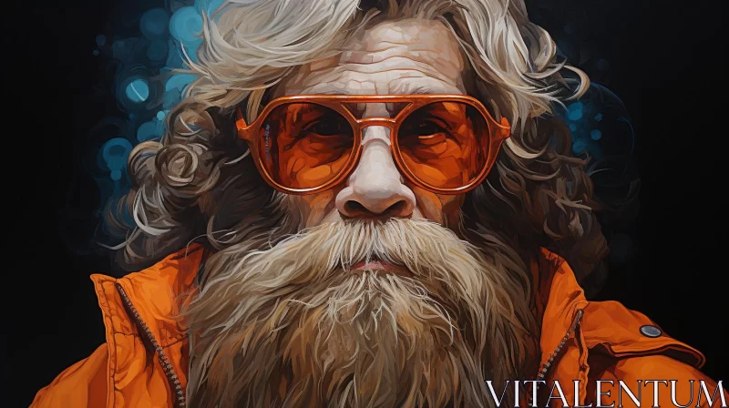 Colorful Realism of a Man in Orange Jacket and Glasses AI Image