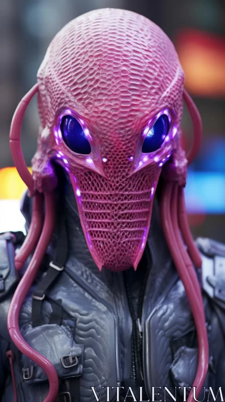 Futuristic Cobra Style Costume in Dark Pink and Violet AI Image