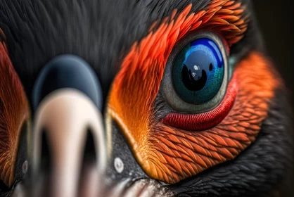 Photorealistic Digital Art of Orange Bird with Blue Eyes