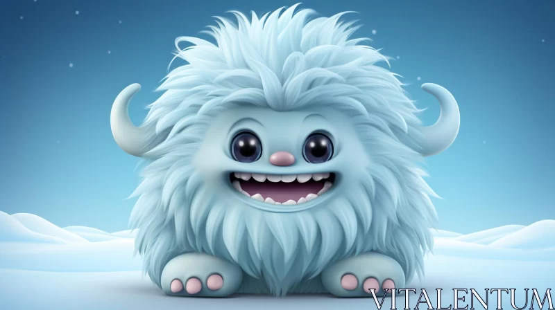 Winter Style 3D Animated Cartoon Monster in Aurorapunk AI Image