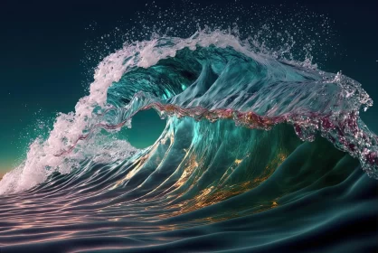 Abstract Ocean Wave in Late Evening AI Image