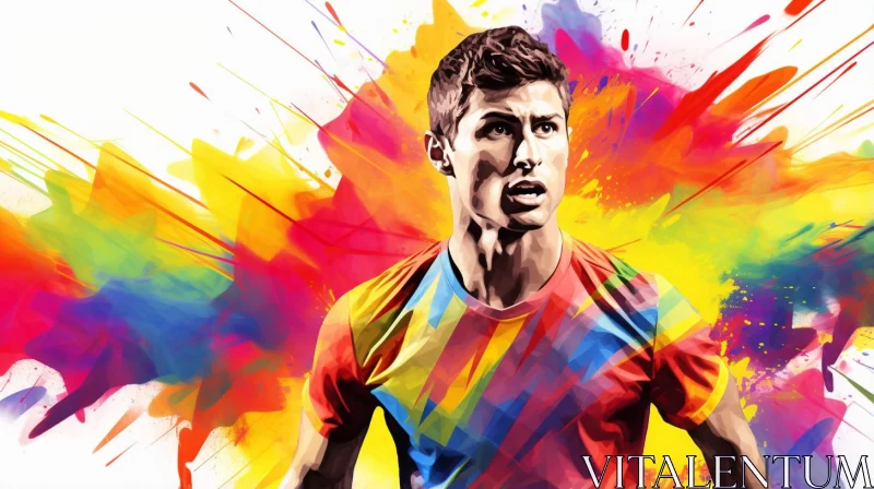 Colorful Soccer Player - A Vibrant Visual Feast AI Image