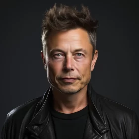 Elon Musk in Corporate Punk Style - Stark Black and White Portrait AI Image