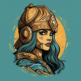 Historical Woman Warrior in Golden Armor - Epic Portraiture AI Image