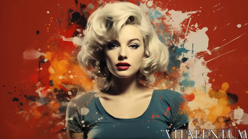 Marilyn Monroe's Grunge Beauty in Bold Colors AI Image