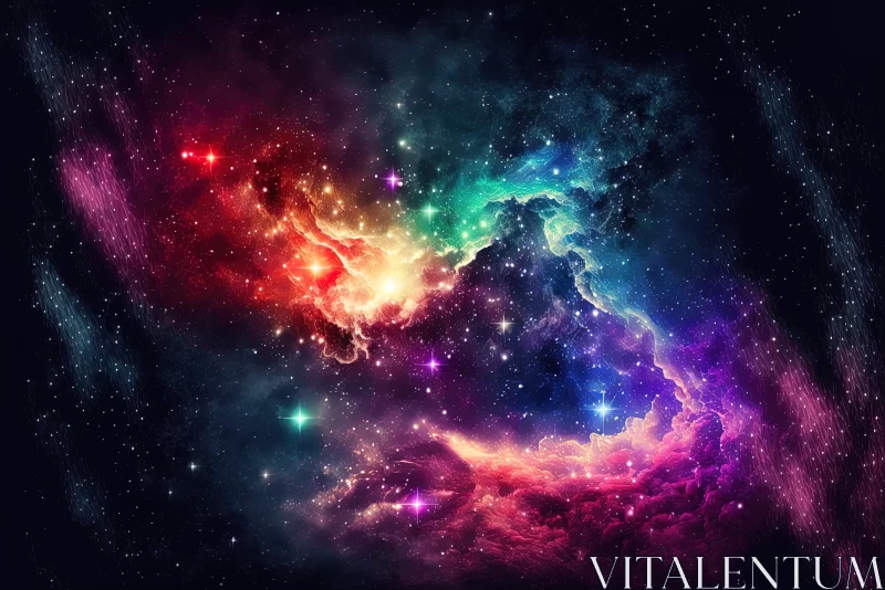 Colorful Galaxy and Nebula - Whimsical Dreamscapes and Mystic Symbolism AI Image