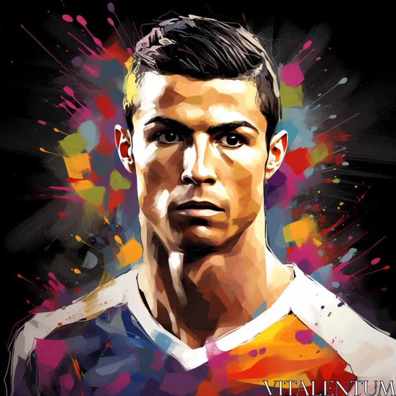 Colorful Painting of Soccer Pro Ronaldo - Contest Winner Artwork AI Image