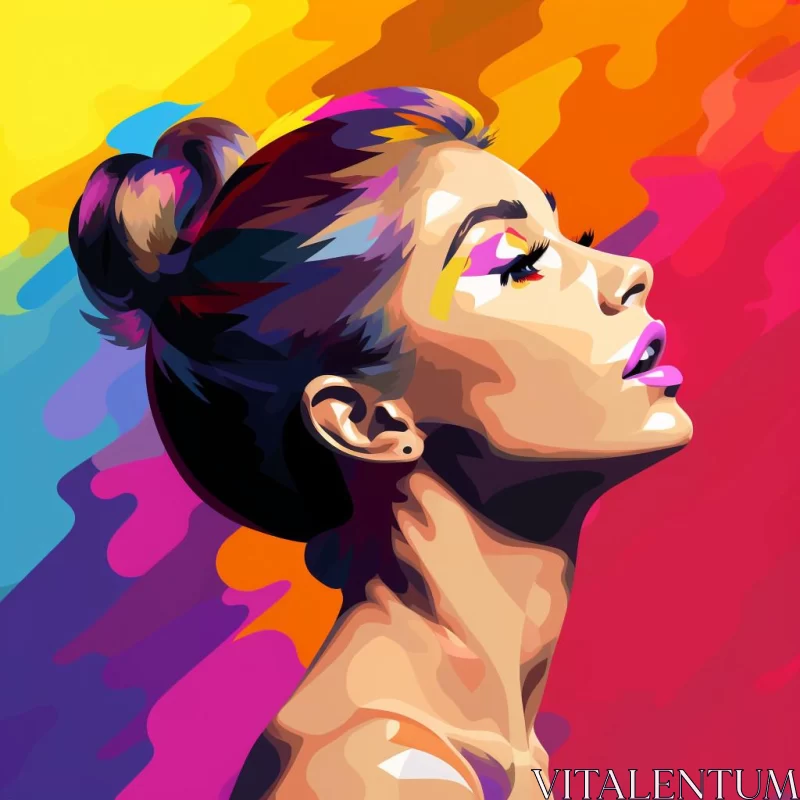 Colorful Pop Art Portrait of Girl AI Image