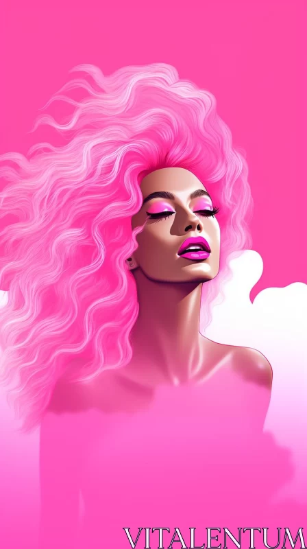 AI ART Pink Girl with Afro-Caribbean Influence in Photorealistic Fantasy