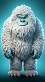 White Bigfoot on Blue Background - Animated Character Art