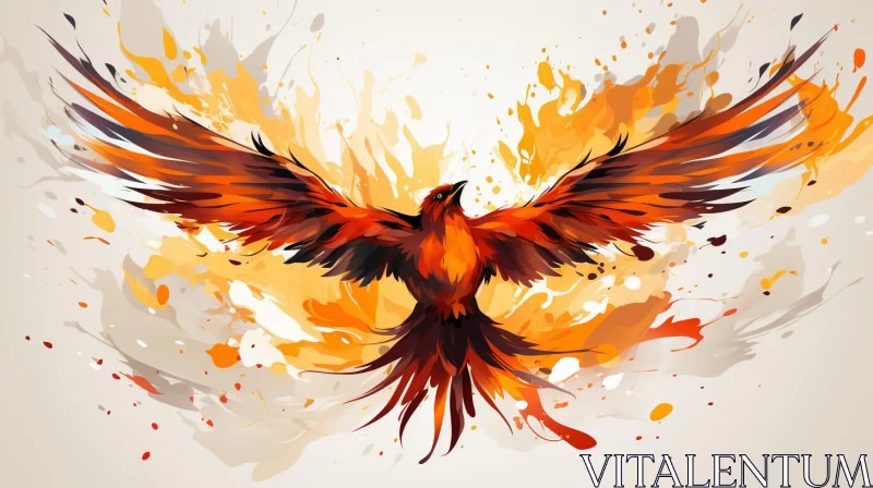 Fiery Phoenix Soaring - Graffiti-Inspired Illustration AI Image
