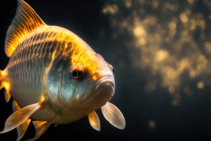 Goldfish in Golden Light - A Study in Chiaroscuro and Precisionism