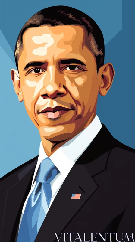 President Barack Obama: Bold and Colorful Editorial Illustration AI Image