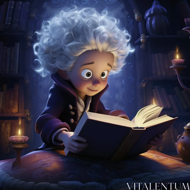 Princess Illya Reading: A Charming Blend of Dark Academia and Disney Animation AI Image