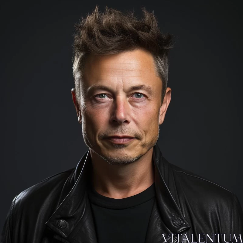 AI ART Elon Musk in Corporate Punk Style - Stark Black and White Portrait