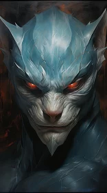 Evil Cat with Red Eyes: Grotesque Game Art AI Image