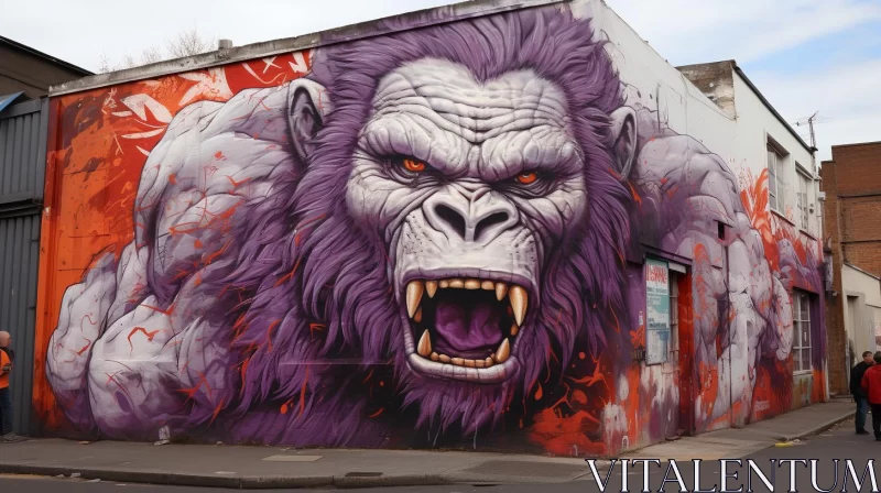 AI ART Gorilla Mural on Urban Building