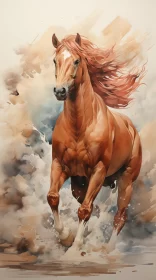 Majestic Horse in Motion: A Large Scale Mural Painting AI Image