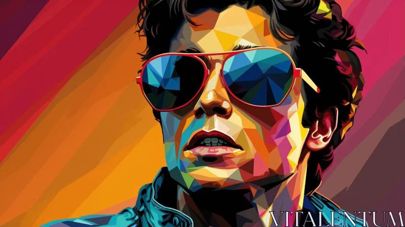 Bold Graphic Artwork of Man in Sunglasses AI Image