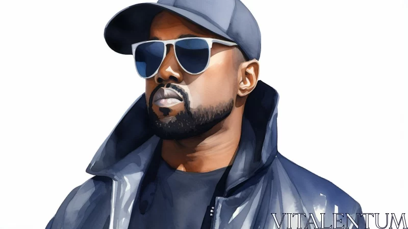 AI ART Kanye West Digital Airbrushed Portrait in Sunglasses