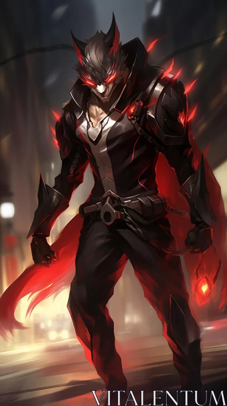 Red Knight from League of Legends - High Definition Anime-style Wallpaper AI Image