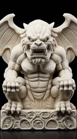 White Gargoyle Statue with Intense Gaze and Detailed Features AI Image