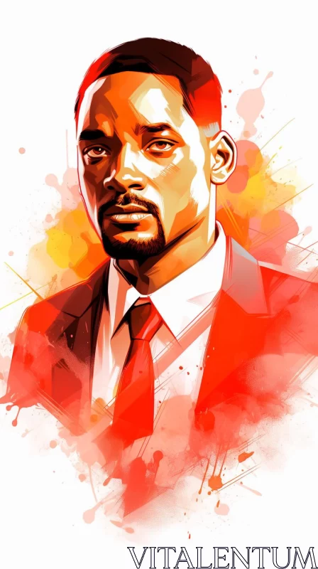 Will Smith Portrait: A Blend of Realism and Abstract Art AI Image