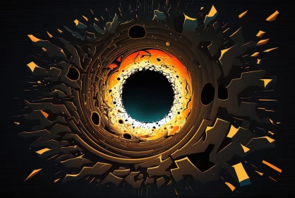 Abstract Explosion Hole with Photorealistic Eye