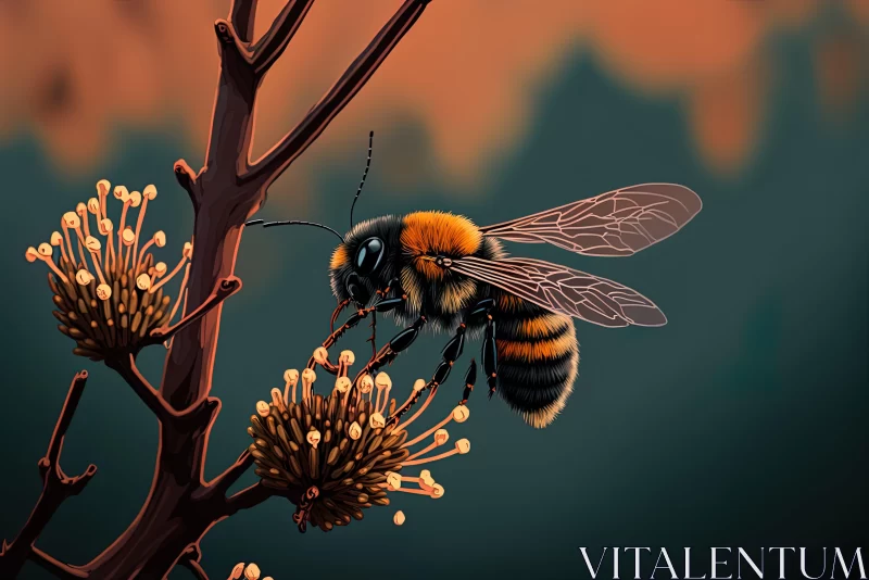 Bee Pollination - Captivating Nature Art AI Image