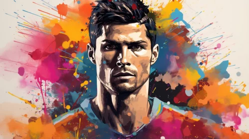Colorful Pop Art Portrait of Soccer Player in Action