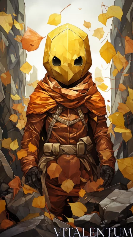 Futuristic Character in Amber Field - Nature-inspired Art AI Image