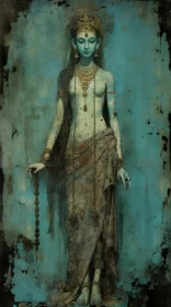 Gothic Grandeur: Lord with Beads in Bronze and Dark Cyan AI Image