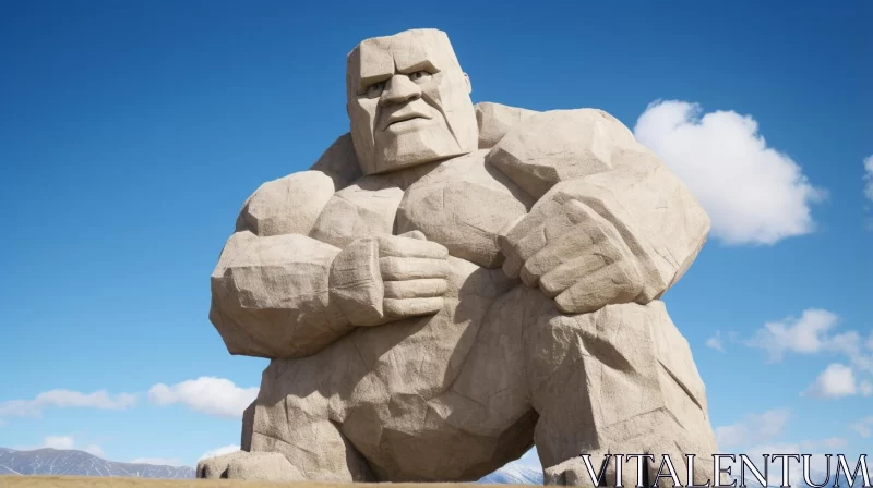 AI ART Hulk Stone Sculpture: A Caricature in the Desert