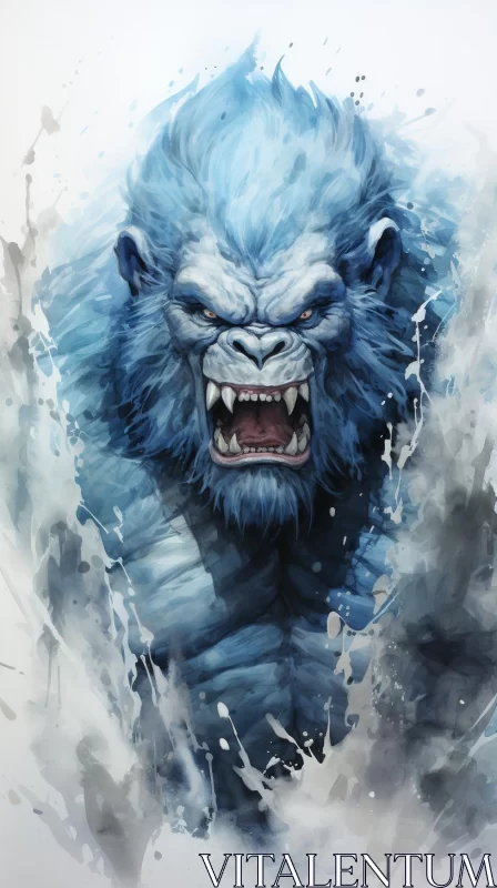 Blue Gorilla Monster - A Manticore Style Digital Illustration AI Image