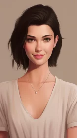Romantic and Urban Kendall Jenner Portrait with Gemstone AI Image