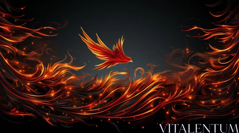 Flaming Bird Illustration: A Visual Feast of Colors AI Image