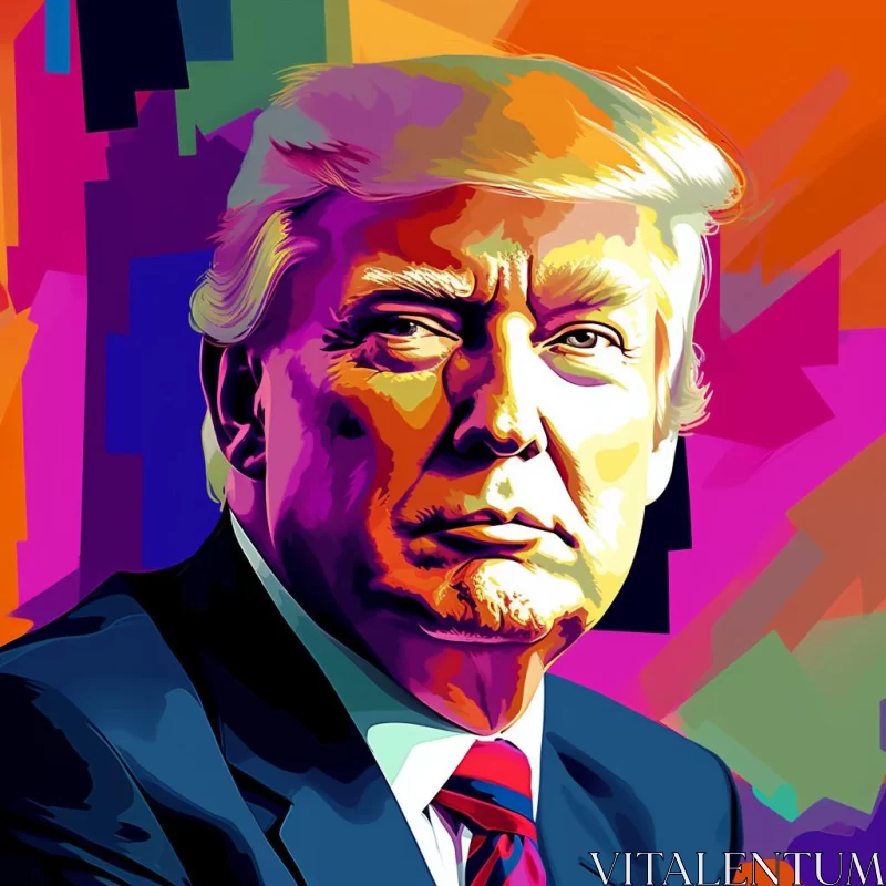 AI ART Colorful Donald Trump Portrait - Analytical Art